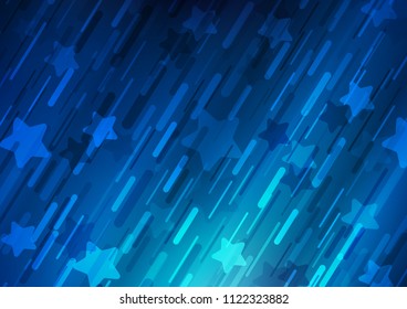 Dark BLUE vector texture with colored lines. Glitter abstract illustration with colored sticks. The pattern can be used for busines ad, booklets, leaflets