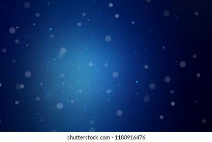 Dark BLUE vector texture with colored snowflakes. Decorative shining illustration with snow on abstract template. The template can be used as a new year background.