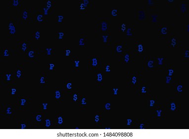 Dark BLUE vector texture with colored currency signs. Modern abstract illustration with symbols of digital money. Pattern for financial, investment websites.