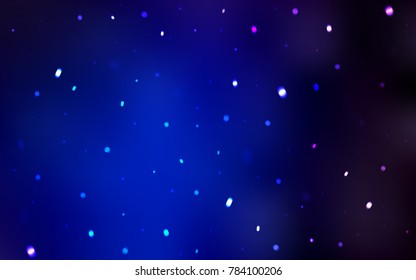 Dark BLUE vector texture with colored snowflakes. Shining colored illustration with snow in christmas style. The template can be used as a new year background.