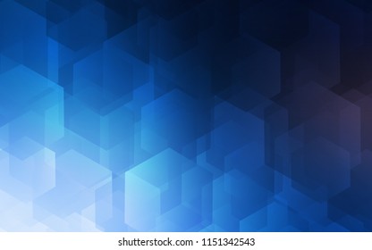 Dark BLUE vector texture with colorful hexagons. Illustration with set of colorful hexagons. Pattern for texture of wallpapers.