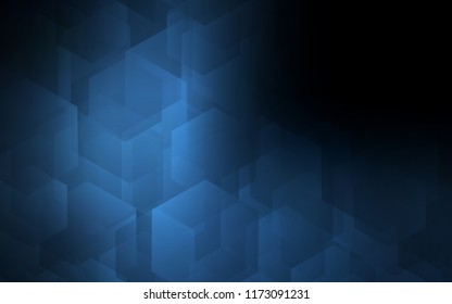 Dark BLUE vector texture with colorful hexagons. Design in abstract style with hexagons. Pattern for texture of wallpapers.