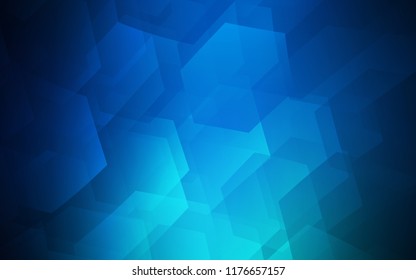 Dark BLUE vector texture with colorful hexagons. Design in abstract style with hexagons. New design for website's poster, banner.