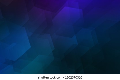 Dark BLUE vector texture with colorful hexagons. Glitter abstract illustration in hexagonal style. Pattern can be used for landing pages.