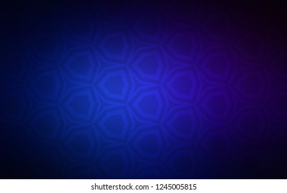 Dark BLUE vector texture with colorful hexagons. Illustration of colored hexagons on blur surface. Pattern for ads, leaflets.
