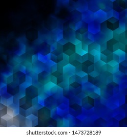 Dark BLUE vector texture with colorful hexagons. Illustration with set of colorful hexagons. Pattern for your ad, booklets.