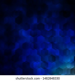 Dark BLUE vector texture with colorful hexagons. Colorful hexagons on blur backdrop. Design for website posters, banners.