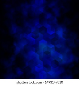 Dark BLUE vector texture with colorful hexagons. Glitter abstract illustration in hexagonal style. Design for your business advert.