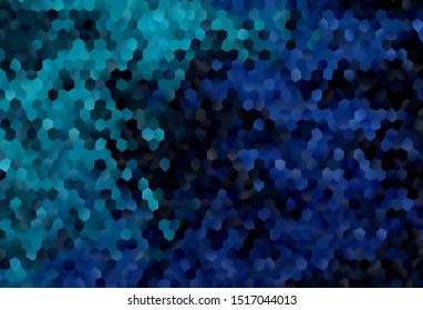 Dark BLUE vector texture with colorful hexagons. Colorful hexagons on blur backdrop. Pattern for your ad, booklets.