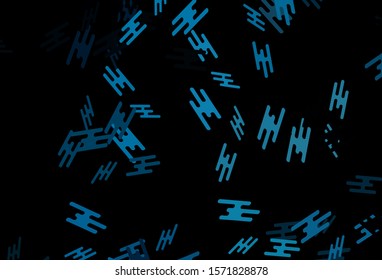 Dark BLUE vector texture with colorful lines. Lines on blurred abstract background with gradient. Smart design for your business advert.