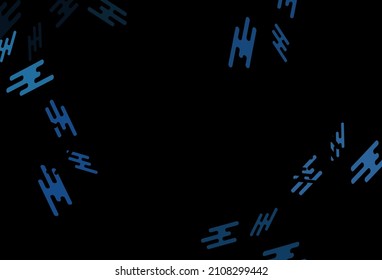 Dark BLUE vector texture with colorful lines. Decorative shining illustration with lines on abstract template. Pattern for ads, posters, banners.