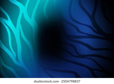Textura de Vector azul oscuro con líneas curvas. Ilustración inteligente en estilo abstracto con líneas degradadas.  Plantilla simple para su diseño.