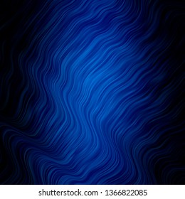 Dark BLUE vector texture with curves. Colorful illustration in circular style with lines. Design for your business promotion.