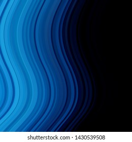 Dark BLUE vector texture with curves. Abstract illustration with bandy gradient lines. Best design for your ad, poster, banner.