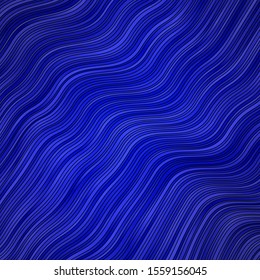 Dark BLUE vector texture with curves. Colorful geometric sample with gradient curves.  Template for cellphones.