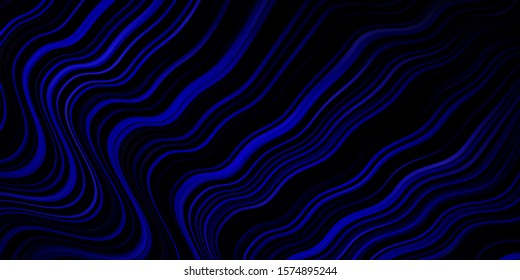 Dark BLUE vector texture with curves. Colorful illustration in circular style with lines. Template for your UI design.