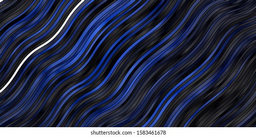 Dark BLUE vector texture with curves. Gradient illustration in simple style with bows. Template for cellphones.