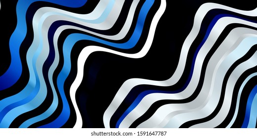 Dark BLUE vector texture with curves. Colorful geometric sample with gradient curves.  Best design for your ad, poster, banner.