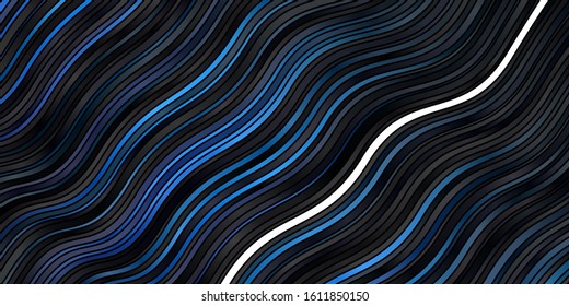 Dark BLUE vector texture with curves. Colorful illustration in circular style with lines. Pattern for ads, commercials.