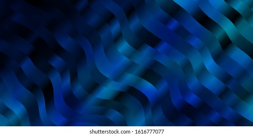 Dark BLUE vector texture with curves. Abstract illustration with bandy gradient lines. Pattern for commercials, ads.