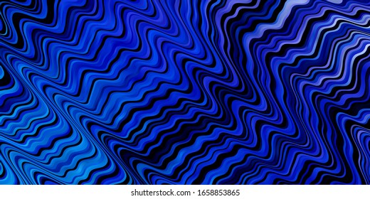 Dark BLUE vector texture with curves. Gradient illustration in simple style with bows. Pattern for commercials, ads.