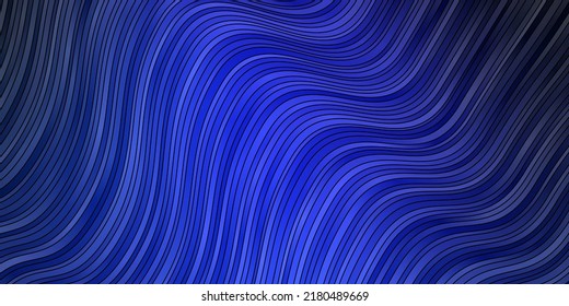 Dark BLUE vector texture with curves. Abstract illustration with bandy gradient lines. Best design for your ad, poster, banner.
