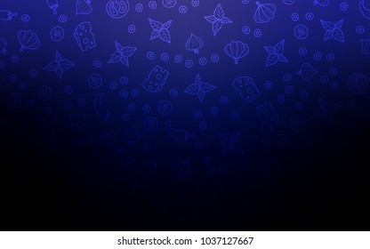 Dark BLUE vector texture with delicious snacks. Decorative shining illustration with food on abstract template. Pattern for ad, booklets, leaflets of restaurants.