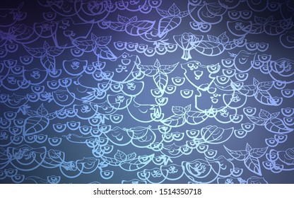 Dark BLUE vector texture with delicious snacks. Beautiful colored illustration with food in doodle style. Doodle design for your business advert of cafes.