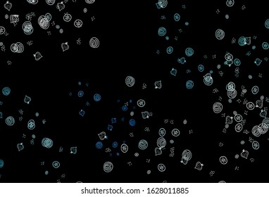 Dark BLUE vector texture with delicious snacks. Abstract background with colorful Fast Food illustrations. Design for ad, poster, banner of cafes or restaurants.