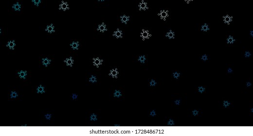 Dark blue vector texture with disease symbols. Abstract illustration with biological gradient shapes. Simple drawing against danger fever.