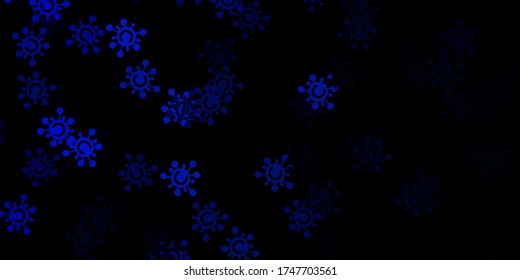 Dark blue vector texture with disease symbols. Colorful abstract illustration with gradient medical shapes. Simple design against epidemic information.