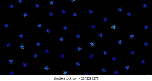 Dark blue vector texture with disease symbols. Smart illustration with covid signs in decorative style. Design for biohazard warning.