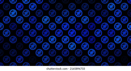 Textura de vector azul oscuro con símbolos de enfermedad. Ilustración inteligente con signos cómodos en estilo decorativo. Diseño simple contra la información epidémica.