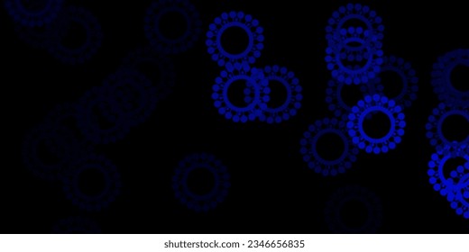 Textura vectorial azul oscuro con símbolos de enfermedad. Ilustración abstracta con formas de gradiente biológico. Diseño para la alerta de riesgo biológico.