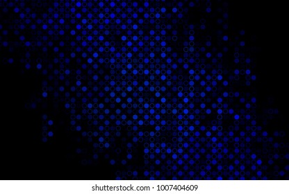 Dark BLUE vector  texture with disks. Glitter abstract illustration with blurred drops of rain. The pattern can be used for ads, leaflets of liquid.