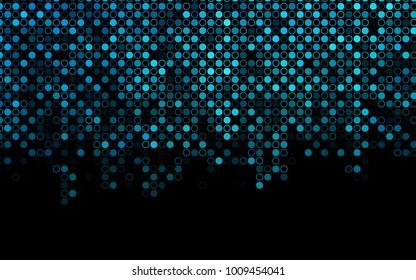 Dark BLUE vector  texture with disks. Illustration with set of shining colorful abstract circles. Pattern can be used as texture of water, rain drops.