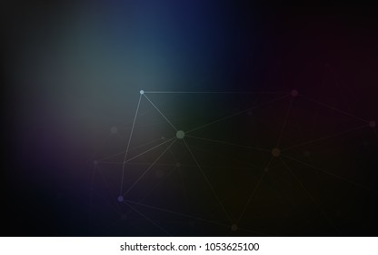 Dark BLUE vector texture with disks, lines. Glitter abstract illustration with connection of triangle structure. Beautiful design for your business advert.