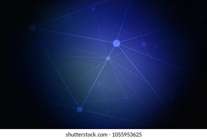 Dark BLUE vector texture with disks, lines. Abstract illustration with colorful discs and triangles. Pattern can be used for futuristic ad, booklets.