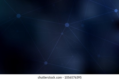 Dark BLUE vector texture with disks, lines. Design with connection of dots and lines on colorful background. Pattern can be used for ads, leaflets.