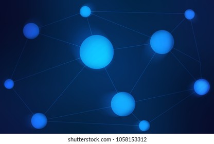 Dark BLUE vector texture with disks, lines. Illustration with set of colorful abstract circles and lines. Completely new template for your brand book.