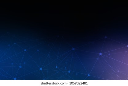 Dark BLUE vector texture with disks, lines. Decorative design in abstract style with triangle structure. Pattern can be used for futuristic ad, booklets.
