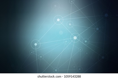 Dark BLUE vector texture with disks, lines. Glitter abstract illustration with connection of triangle structure. Beautiful design for your business advert.