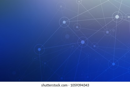 Dark BLUE vector texture with disks, lines. Illustration with set of colorful abstract circles and lines. Pattern can be used for ads, leaflets.