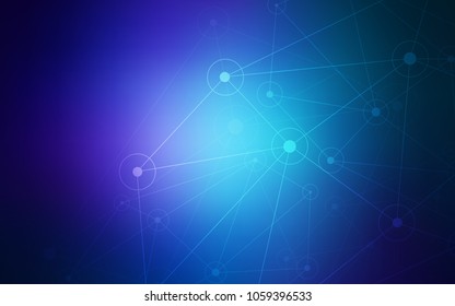 Dark BLUE vector texture with disks, lines. Decorative design in abstract style with triangle structure. Pattern can be used as texture of wallpapers.