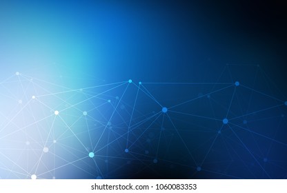 Dark BLUE vector texture with disks, lines. Modern abstract colorful illustration with spheres and lines. Pattern can be used for futuristic ad, booklets.