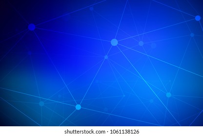 Dark BLUE vector texture with disks, lines. Decorative design in abstract style with triangle structure. New design for ad, poster, banner of your website.