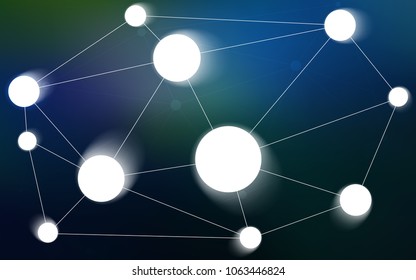 Dark BLUE vector texture with disks, lines. Glitter abstract illustration with connection of triangle structure. Pattern can be used for ads, leaflets.