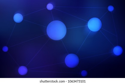 Dark BLUE vector texture with disks, lines. Design with connection of dots and lines on colorful background. New design for ad, poster, banner of your website.