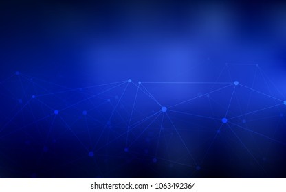 Dark BLUE vector texture with disks, lines. Glitter abstract illustration with connection of triangle structure. Pattern can be used for futuristic ad, booklets.