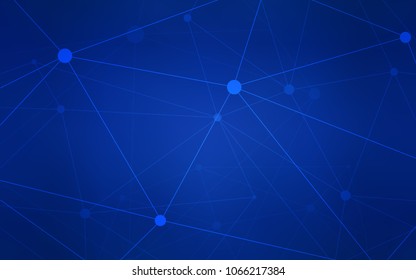 Dark BLUE vector texture with disks, lines. Modern abstract colorful illustration with spheres and lines. Completely new template for your brand book.
